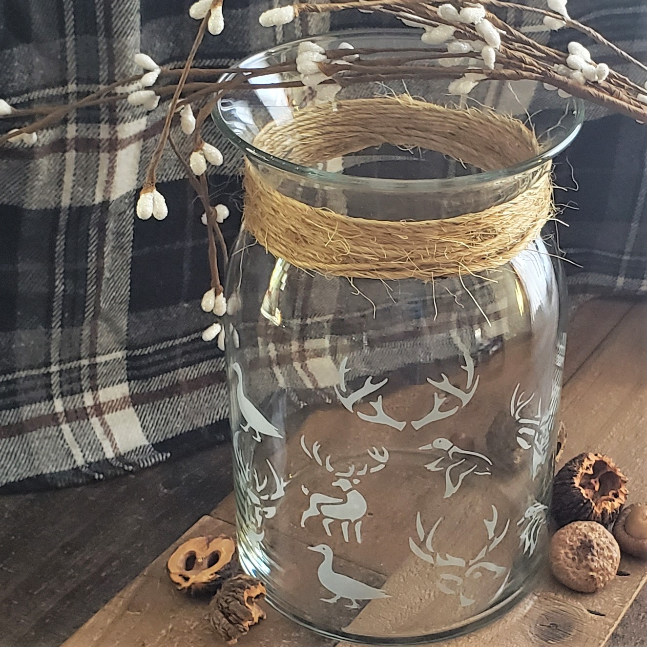 Glass Etching: Deer, Ducks, And Fish